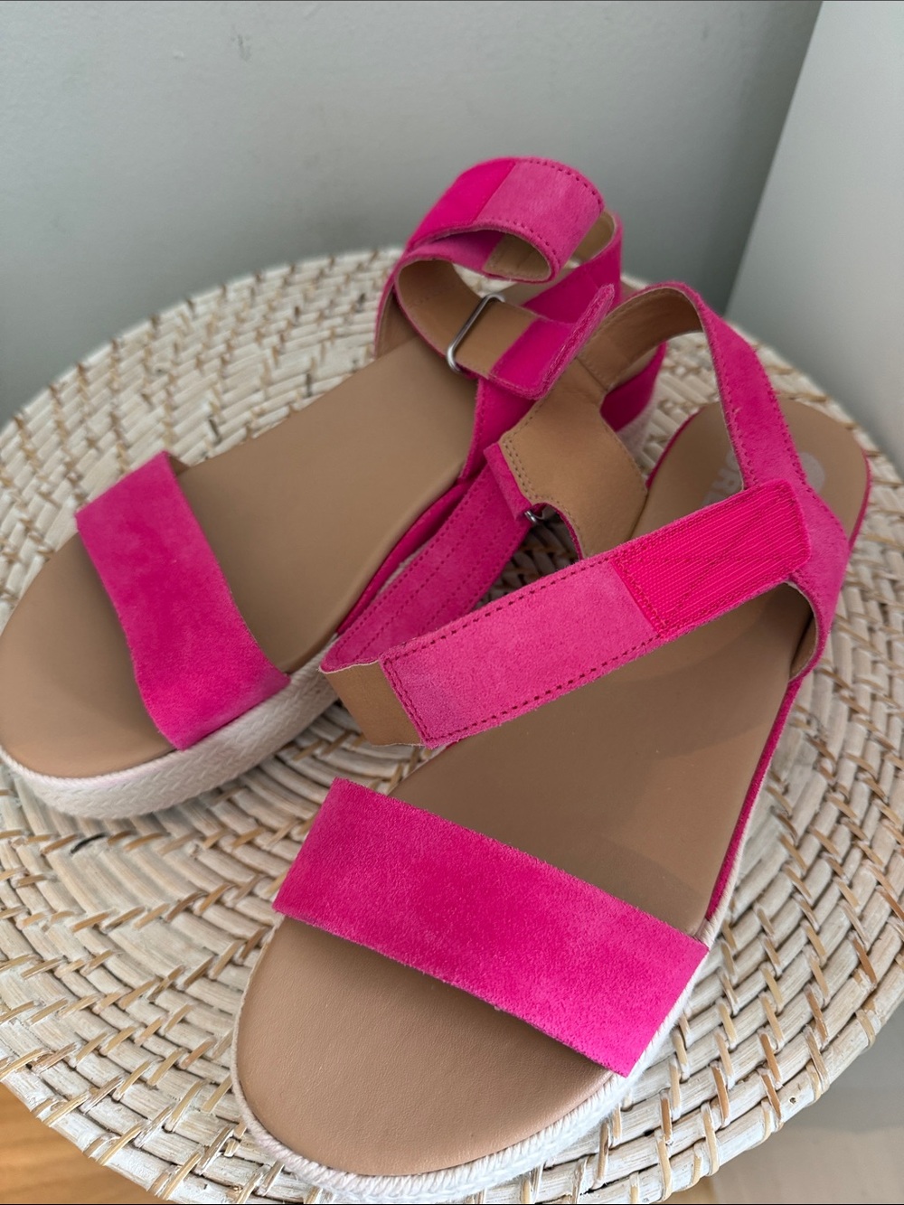 Women’s Hot Pink Suede Strap Sandals by Sorel